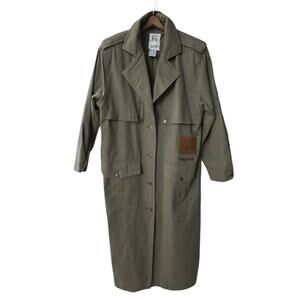 Vintage TOGETHER Cotton Cape Trench Coat Olive Lined Long Size 8